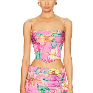 Rococo Sand Megan Bustier Top in Pink XS NEW $194 Revolve Retrofete FWRD